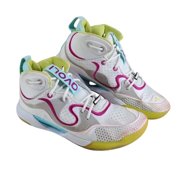 Avoli Mid Volleyball Shoes Womens 10 White Sunnly Lime Performance - Picture 1 of 12